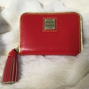 Dooney & Bourke Patent Leather Zip Around Wallet Red
